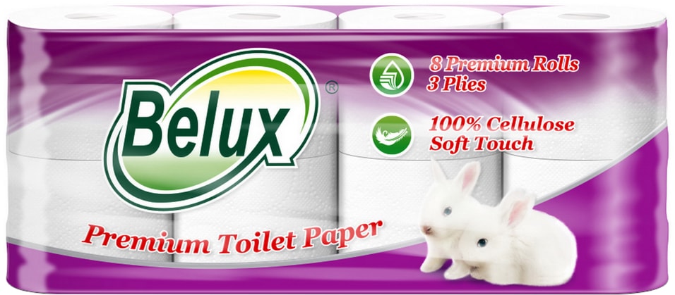 Туалетная бумага Belux Premium 8 рулонов 3 слоя