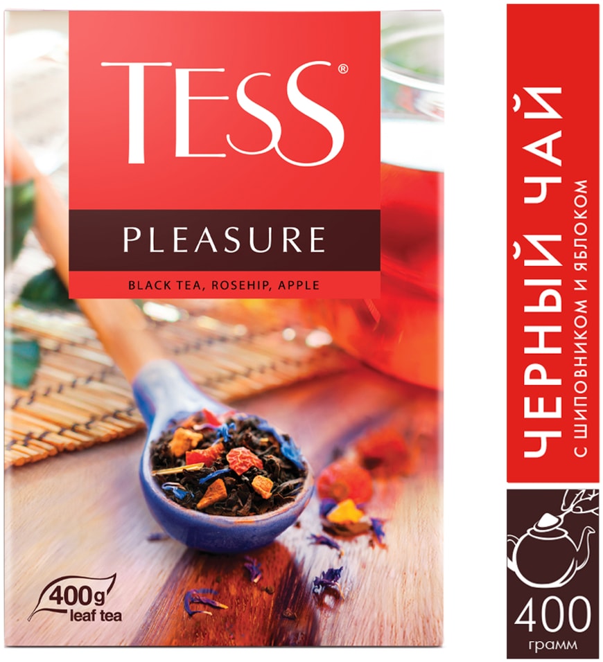 Чай черный Tess Pleasure с шиповником и яблоком 400г
