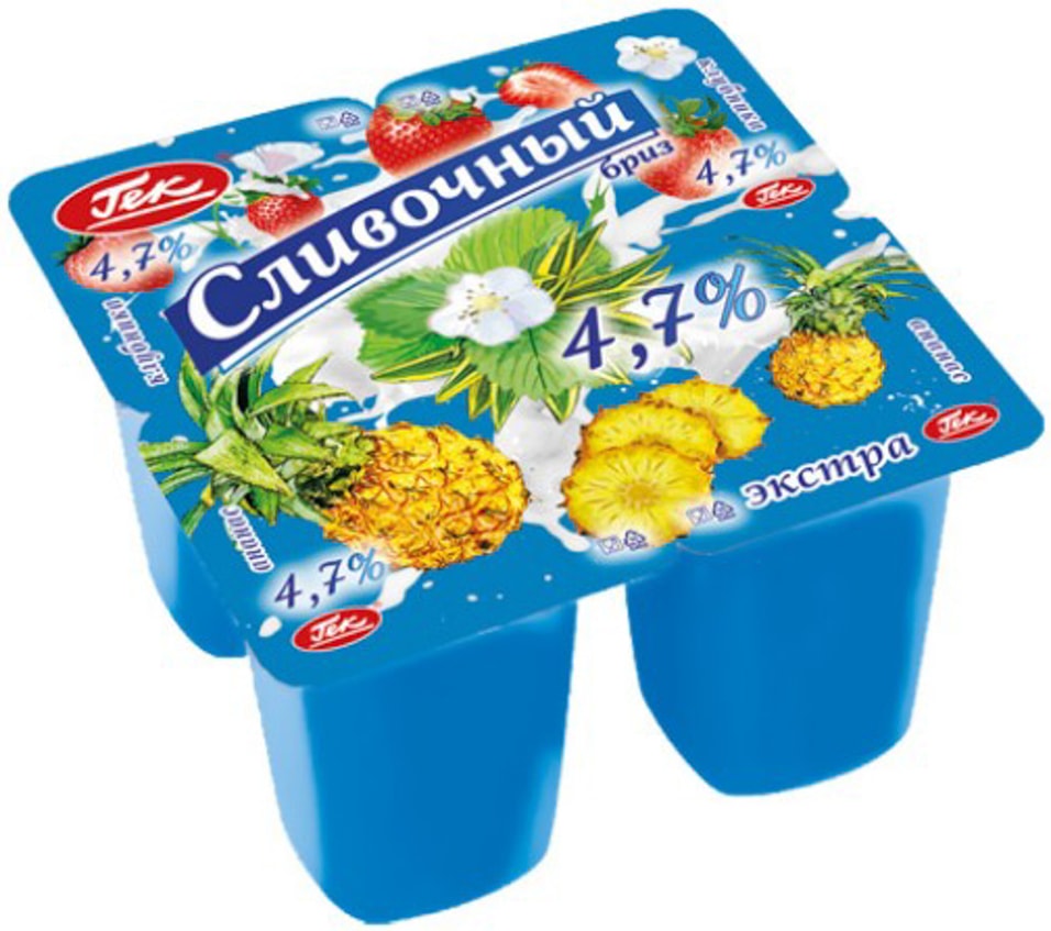 Продукт йогуртный Гек Сливочный бриз Экстра Клубника-Ананас 4.7% 100г