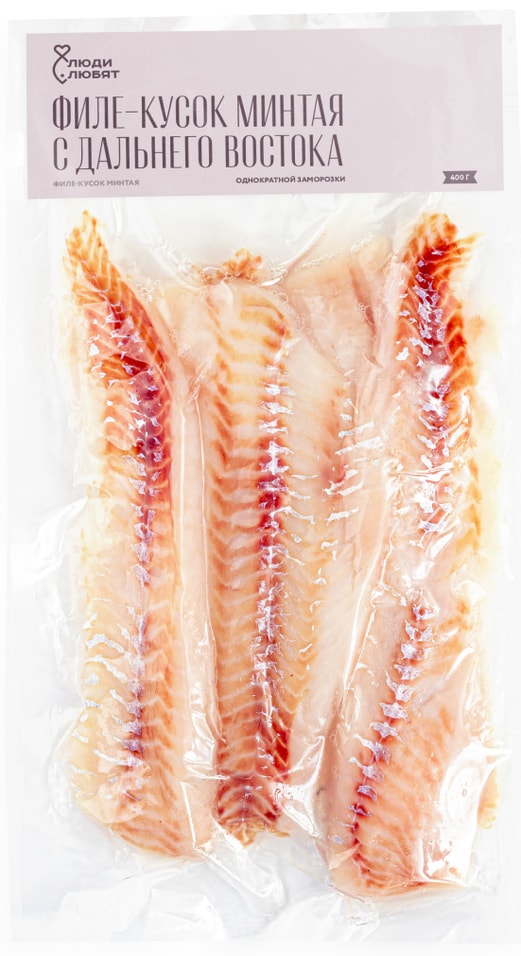 Минтай Люди Любят филе-кусок замороженный 400г