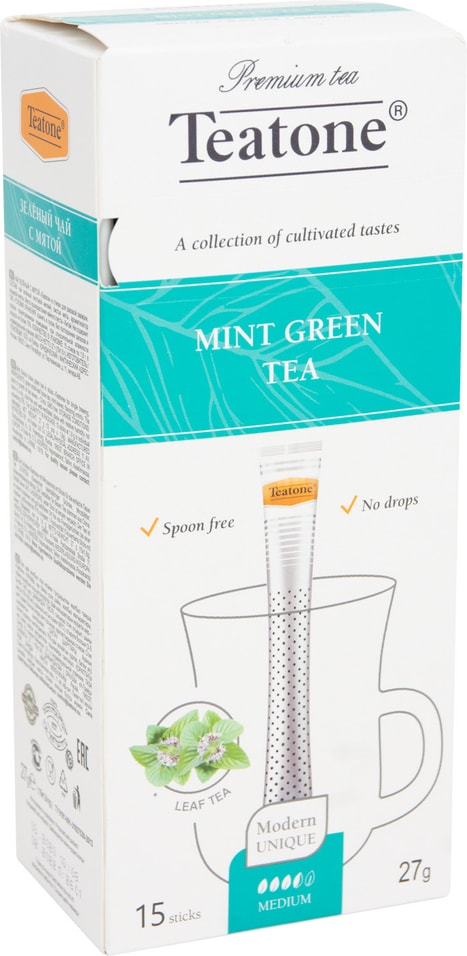 Чай зеленый Teatone с мятой 15*1.8г