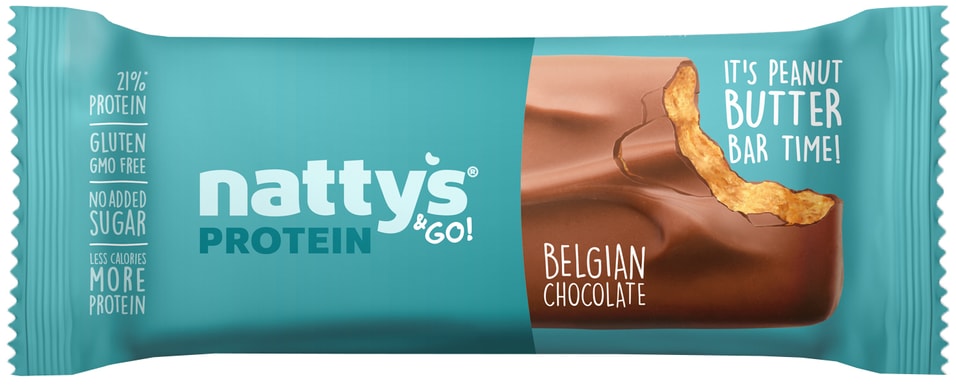 Шоколадный батончик Nattys&Go Protein в молочном шоколаде с арахисовой пастой 45г