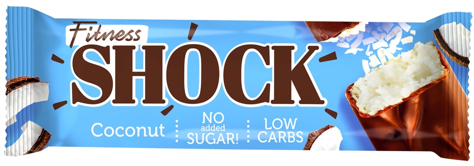 Батончик глазированный FitnesShock Кокос 50гс доставкой!