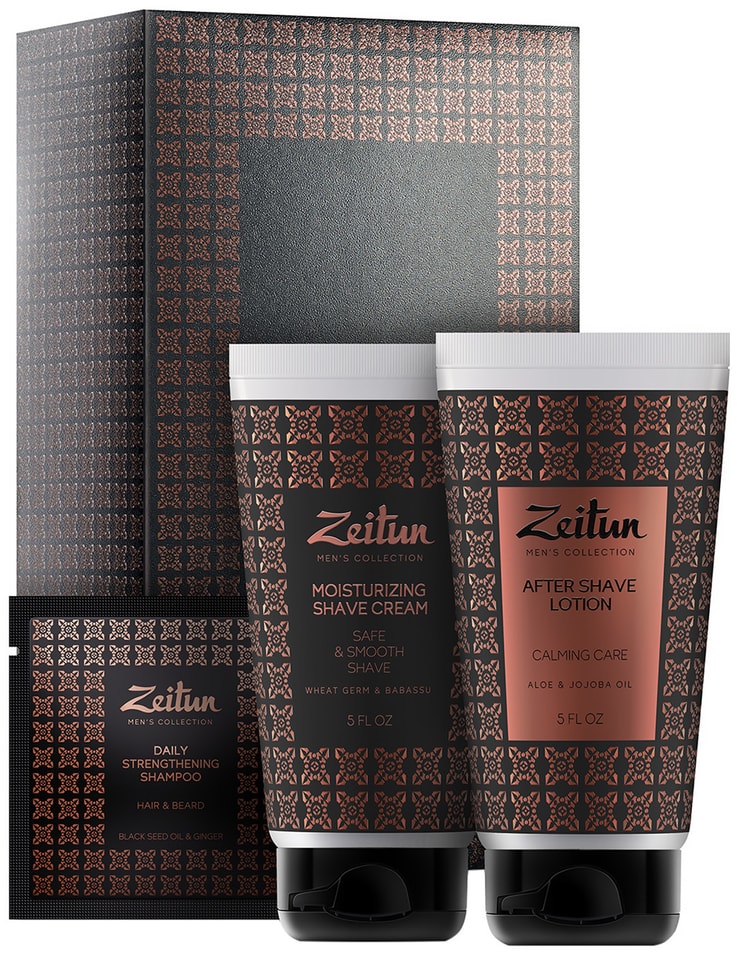 Подарочный набор Zeitun для мужчин Идеальная гладкость Крем для бритья Лосьон после бритья Шампунь