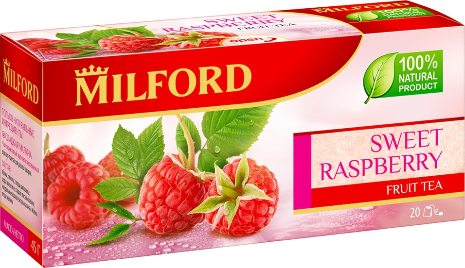 Чай фруктовый Milford Sweet Raspberry 20*2.25г от Vprok.ru