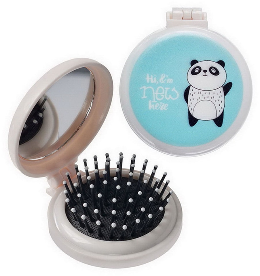 Расческа для волос Bradex Любознательная панда складная с зеркалом