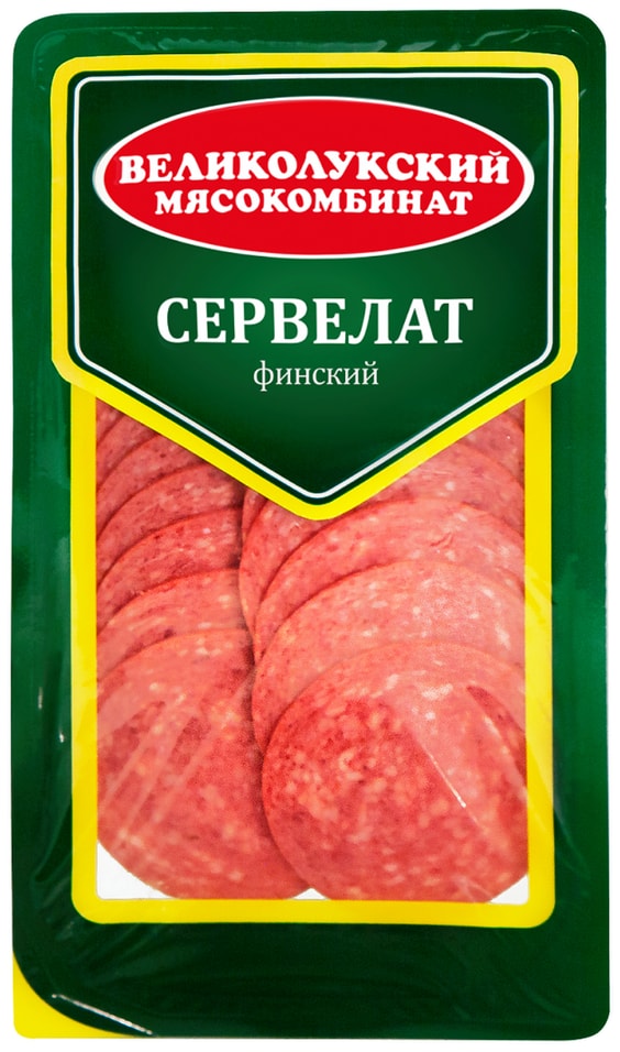 Колбаса Великолукский МК Сервелат Финский варено-копченый нарезка 150г