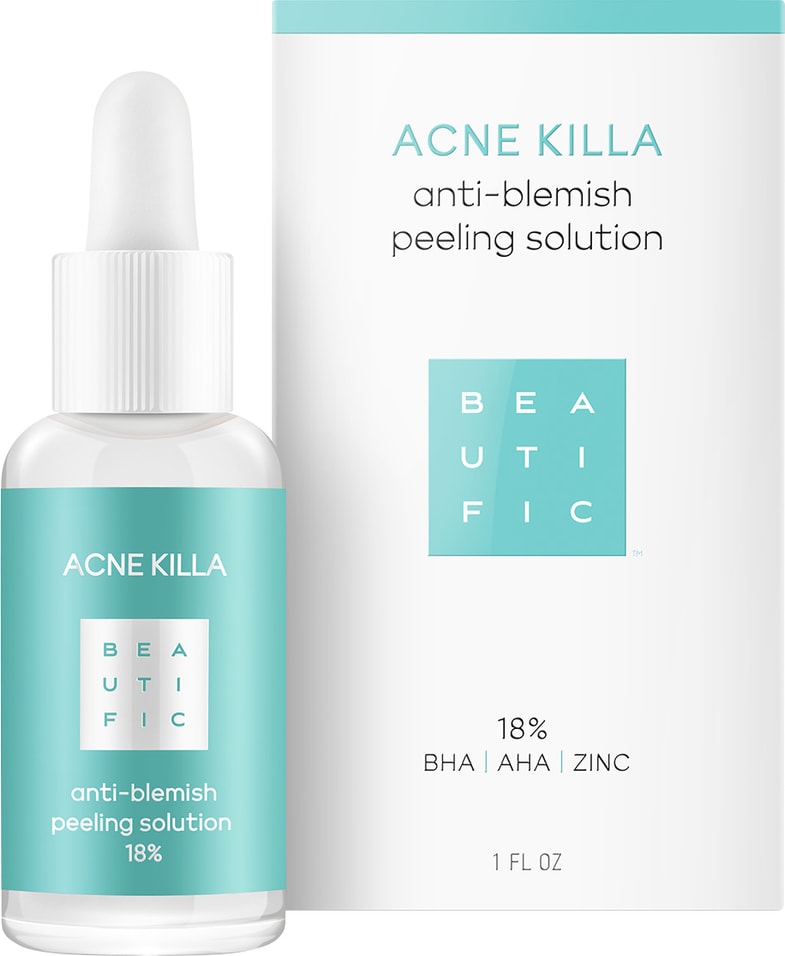 Пилинг для лица Beautific Acne Killa для жирной и комбинированной кожи для лечения акне 30мл