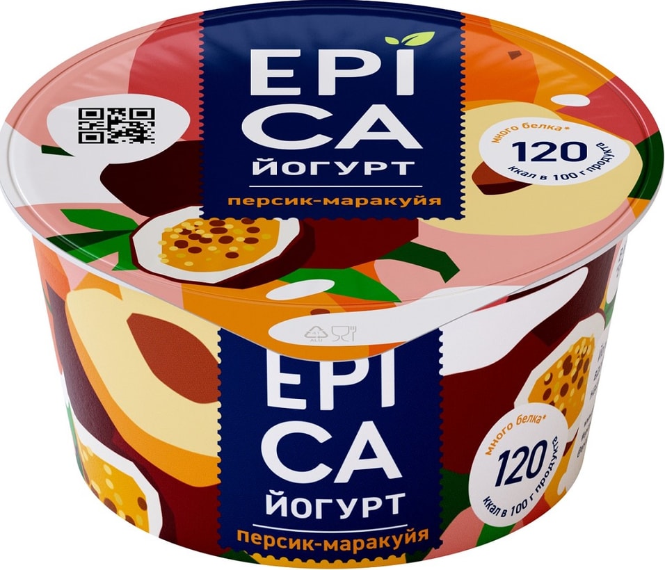 Йогурт Epica с персиком и маракуйей 4.8% 130г