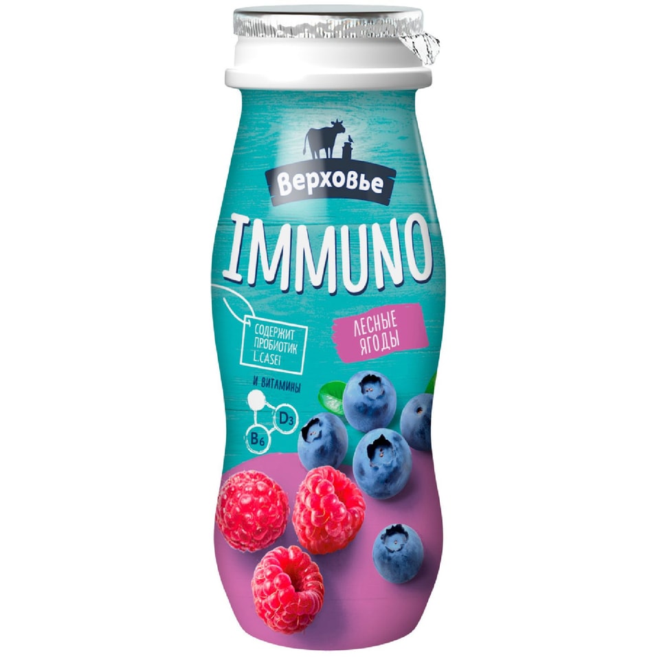 Напиток кисломолочный Верховье Immuno с лесными ягодами 1.5% 90г