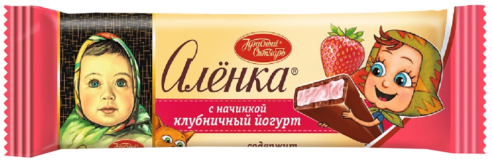 Шоколад Аленка Молочный с начинкой клубничный йогурт 45г