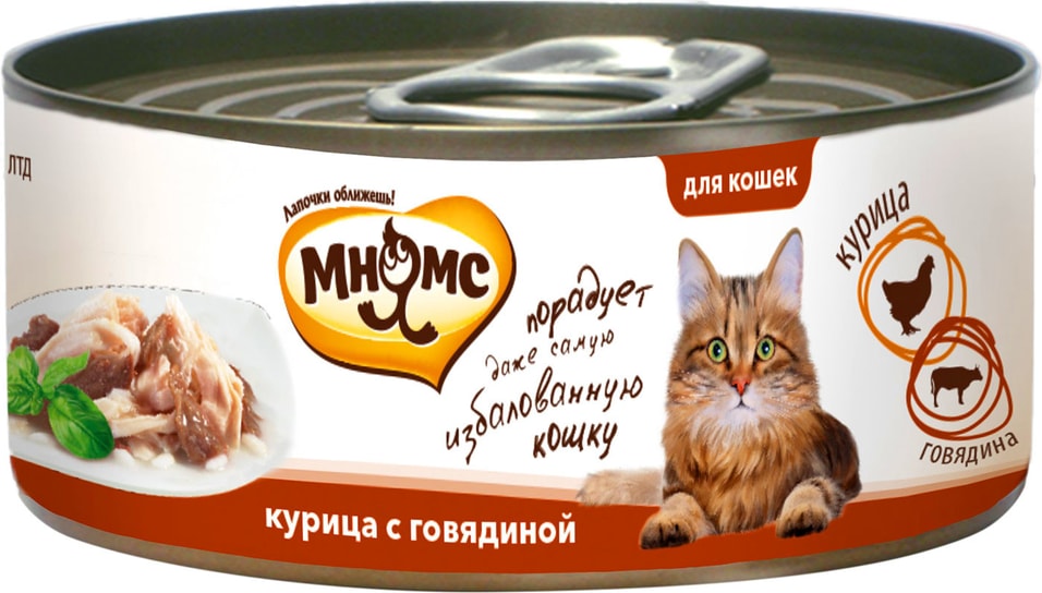 Влажный корм для кошек Мнямс Курица с говядиной в нежном желе 70г (упаковка 6 шт.)