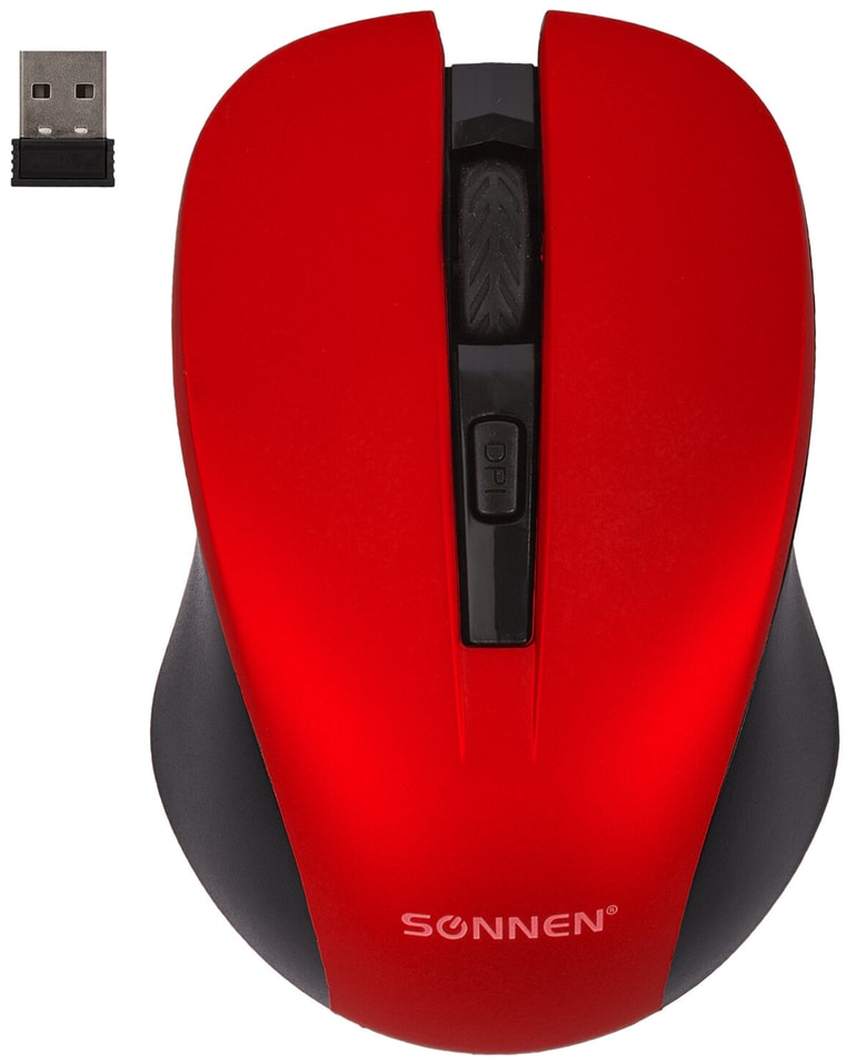 Мышь беспроводная Sonnen V18 USB 800 1200 1600dpi 4 кнопки с бесшумным кликом красная