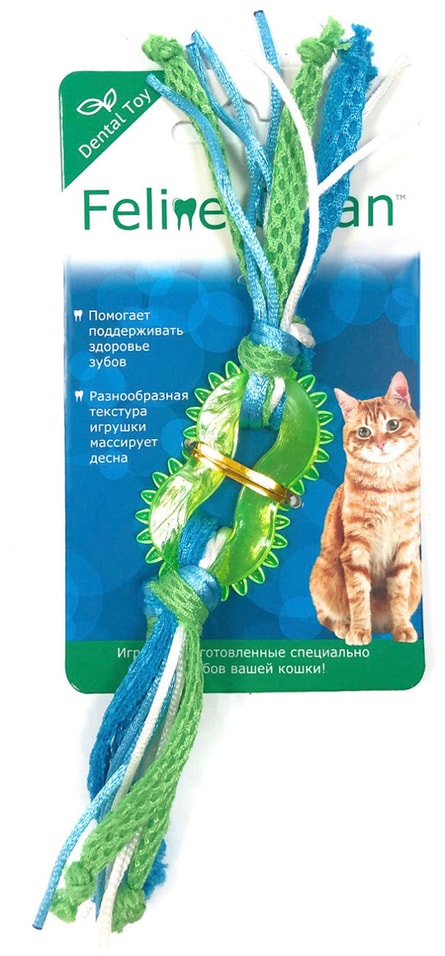 Игрушка для кошек Aromadog Feline Clean Dental Колечко прорезыватель с лентами