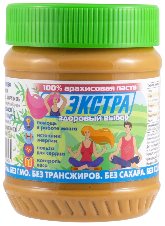 Паста арахисовая Азбука Продуктов Экстра Здоровый выбор 340г 305₽