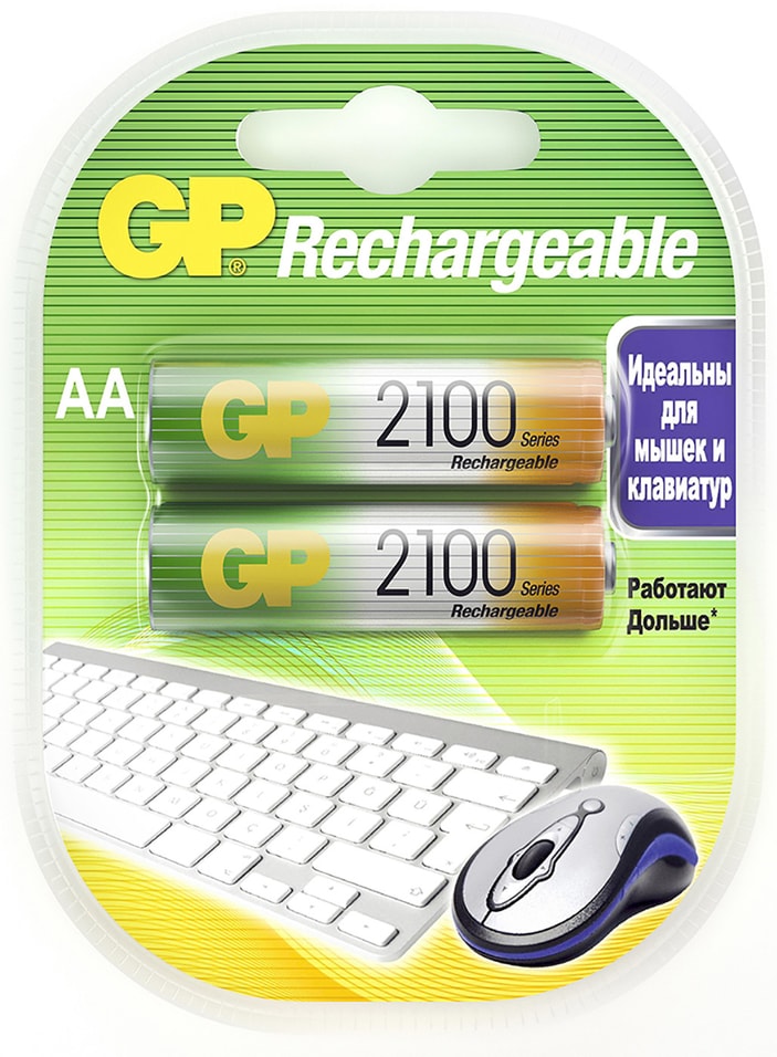 Аккумуляторы GP BC2 BL2 UC2PETG 2100mAh AA 2шт от Vprok.ru