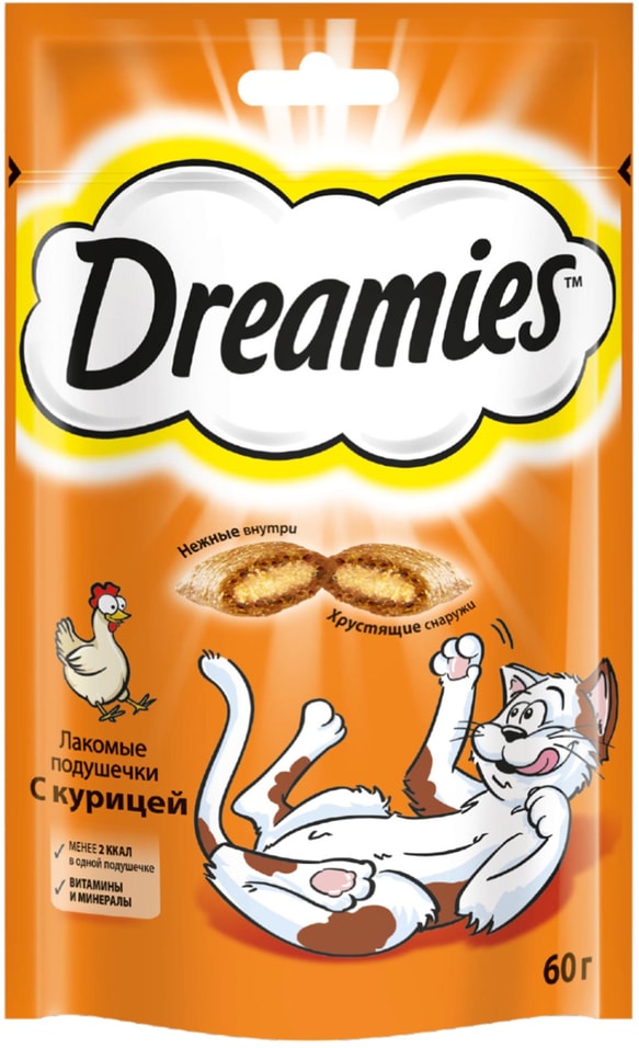 Лакомство для кошек Dreamies подушечки с курицей 60г