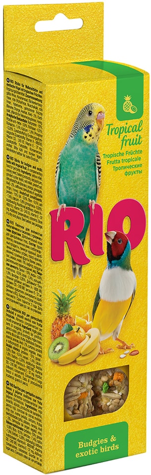Лакомство для птиц Rio Палочки с тропическими фруктами для волнистых попугаев и экзотов 80г