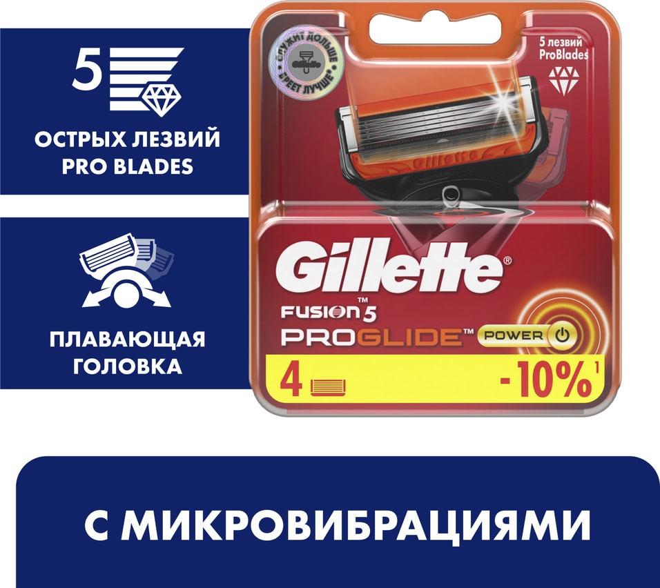 Кассеты для бритья Gillette Fusion 5 ProGlide Power 4шт 2592₽