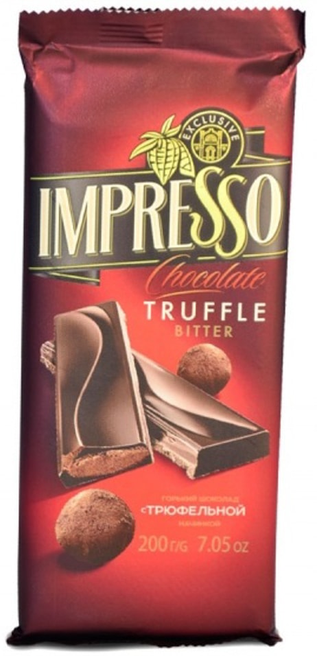 Шоколад Impresso Горький с трюфельной начинкой 200г