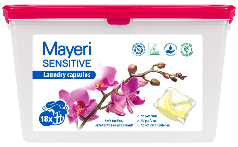 Капсулы для стирки Mayeri Sensitive Эко 18шт от Vprok.ru