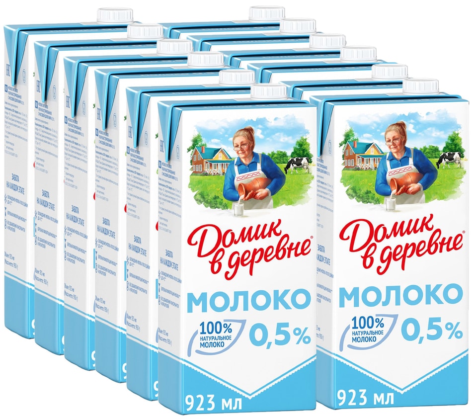 Молоко Домик в деревне ультрапастеризованное 0.5% 923мл (упаковка 12 шт.) от Vprok.ru