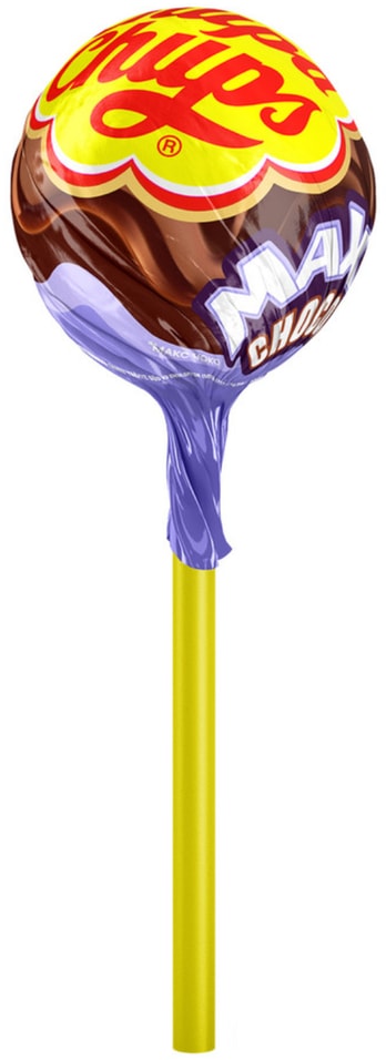 Карамель Chupa Chups Max Choco со вкусом шоколада и жевательной начинкой внутри 16г