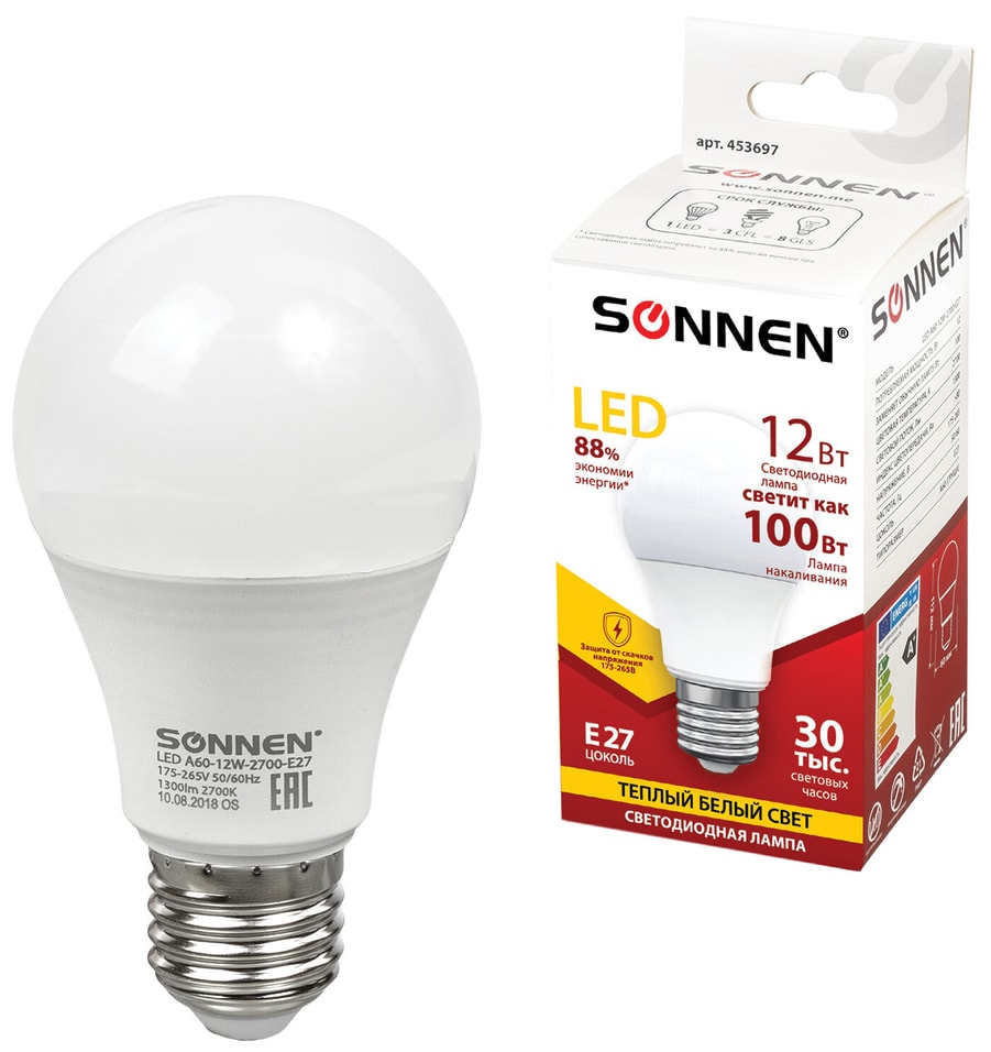 Лампа светодиодная Sonnen 12Вт Е27 LED A60-2700