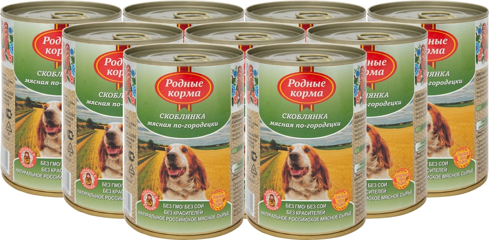 Корм для собак Родные корма Скоблянка мясная по-городецки 410г (упаковка 6 шт.)