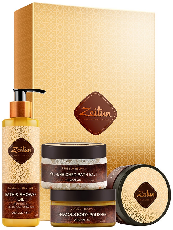Подарочный набор Zeitun SPA-ритуал восстановления Очищающее масло для душа и ванны Крем для тела Скраб для тела Соль для