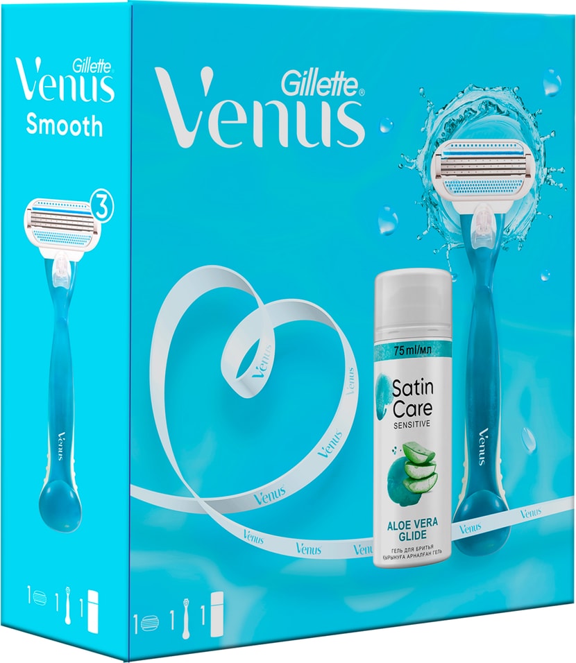 Подарочный набор Venus Бритва с 1 кассетой + Гель для бритья Satin Care для чувствительной кожи 75мл