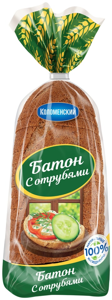 Хлеб Коломенский Батон с отрубями нарезка 300г