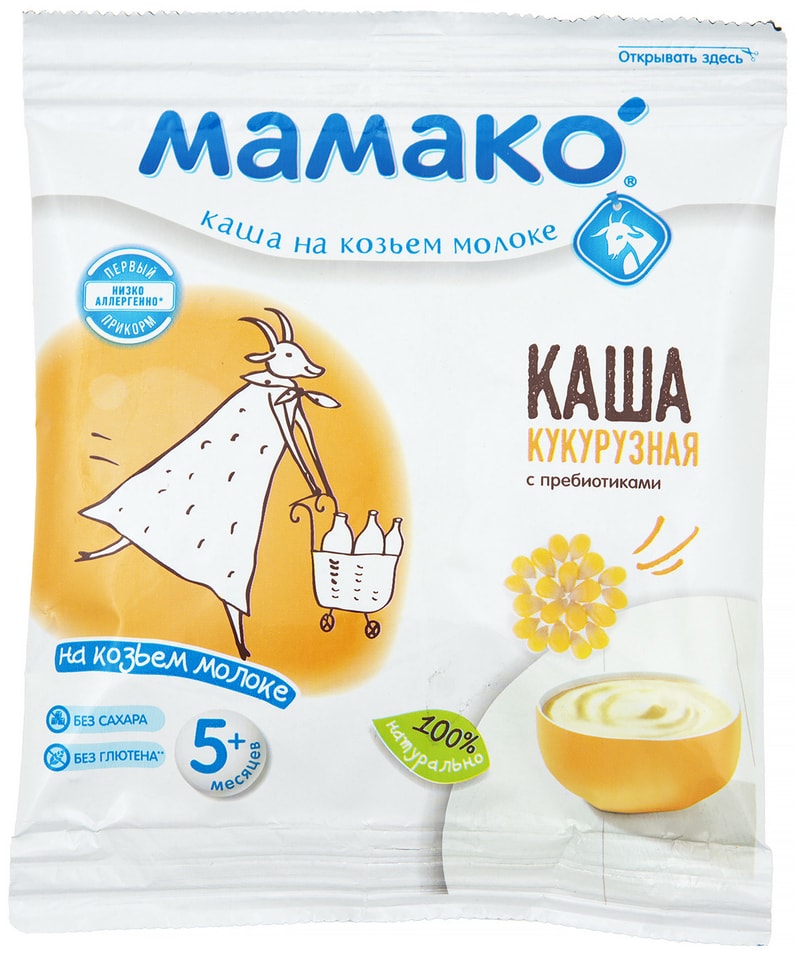 Каша Мамако Кукурузная с пребиотиками на козьем молоке с 5 месяцев 30г