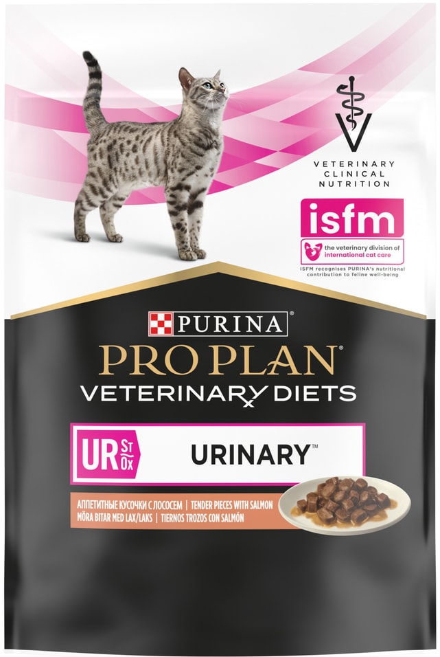 Влажный корм для кошек Pro Plan Veterinary Diets Urinary при болезнях нижних отделов мочевыводящих путей с лососем 85г