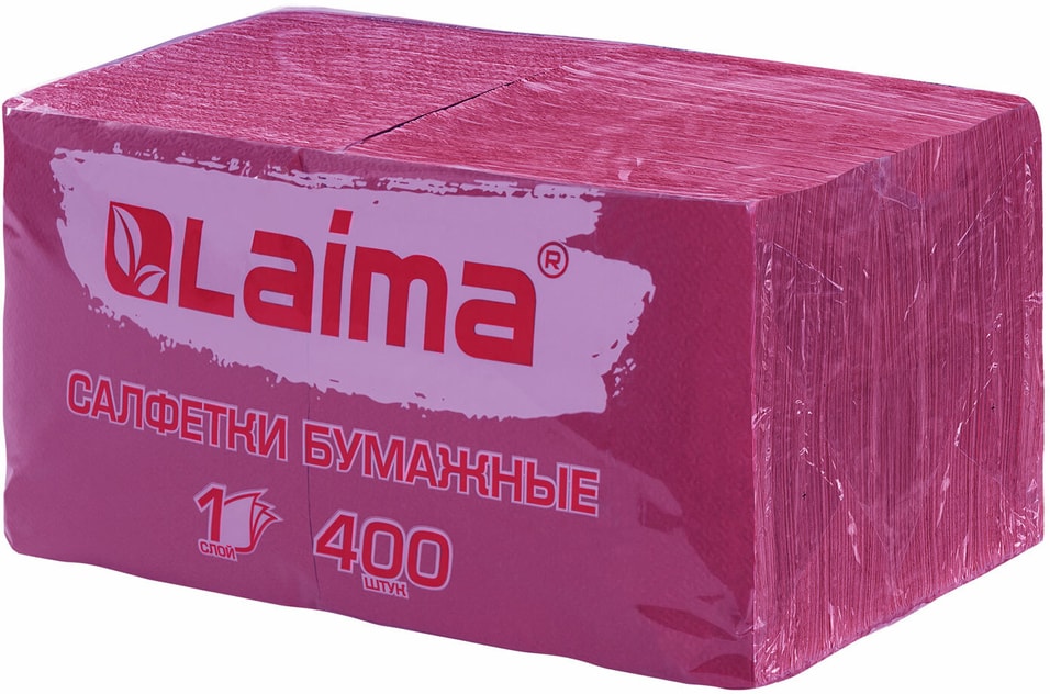 Салфетки Laima Big Pack бумажные бордовые 24*24см 400шт