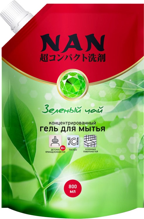 Средство для мытья посуды Nan Зеленый чай 800мл от Vprok.ru