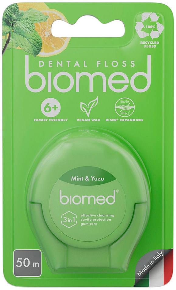 Зубная нить Biomed с ароматом мяты и юдзу 50м