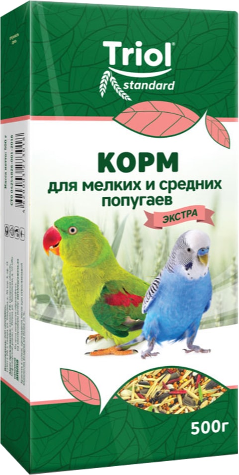 Корм для птиц Triol Экстра для мелких и средних попугаев 500г 139₽