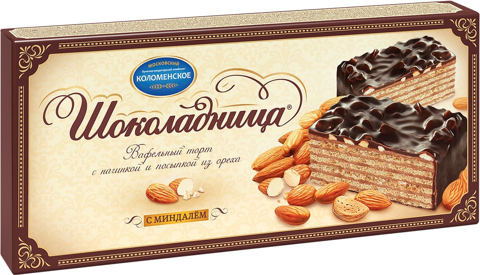 Вафельный торт Шоколадница с миндалем 270г от Vprok.ru