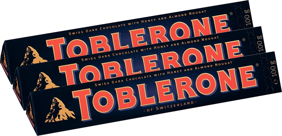 Шоколад Toblerone Темный с медово-миндальной нугой 100г (упаковка 3 шт.)