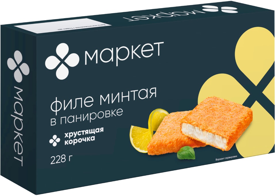 Филе минтая Маркет в панировке мороженое 228г 190₽