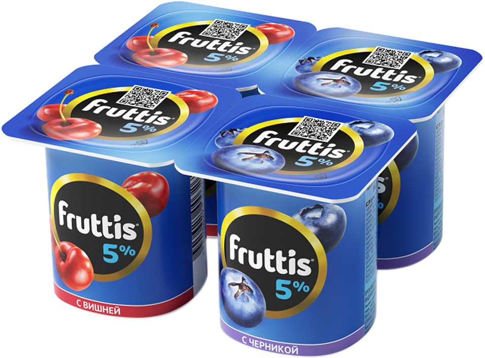 Продукт йогуртный Fruttis Вишня Черника 5% 4шт*115г