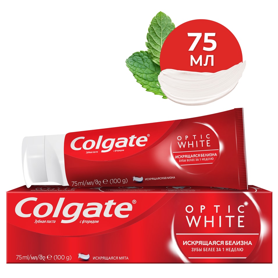 Зубная паста Colgate Optic White Искрящаяся мята отбеливающая 75мл