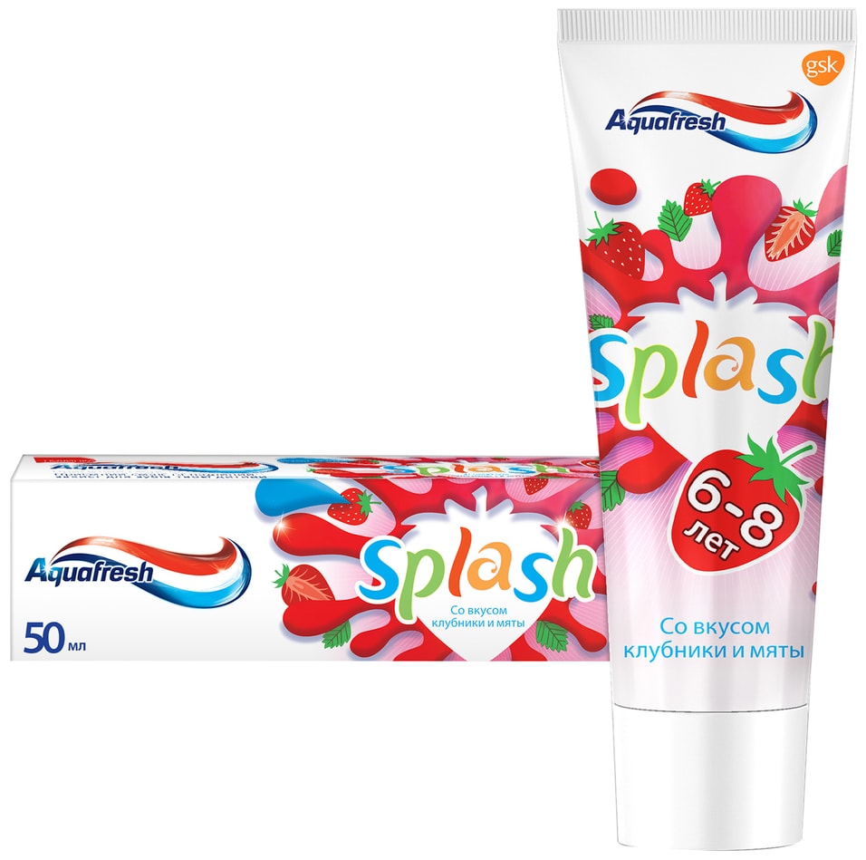 Зубная паста Aquafresh Splash Клубника-Мята детская 50мл