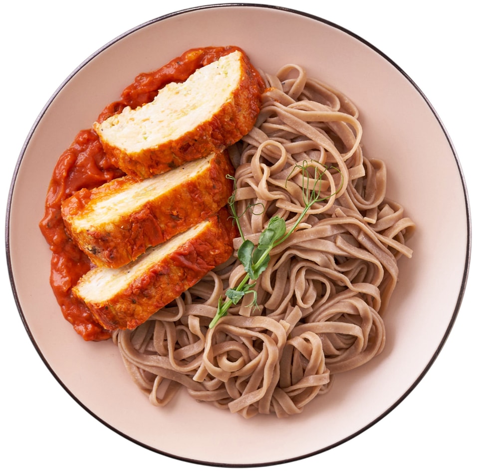 Мясной хлеб Level Kitchen с кабачками и лапша соба 330г