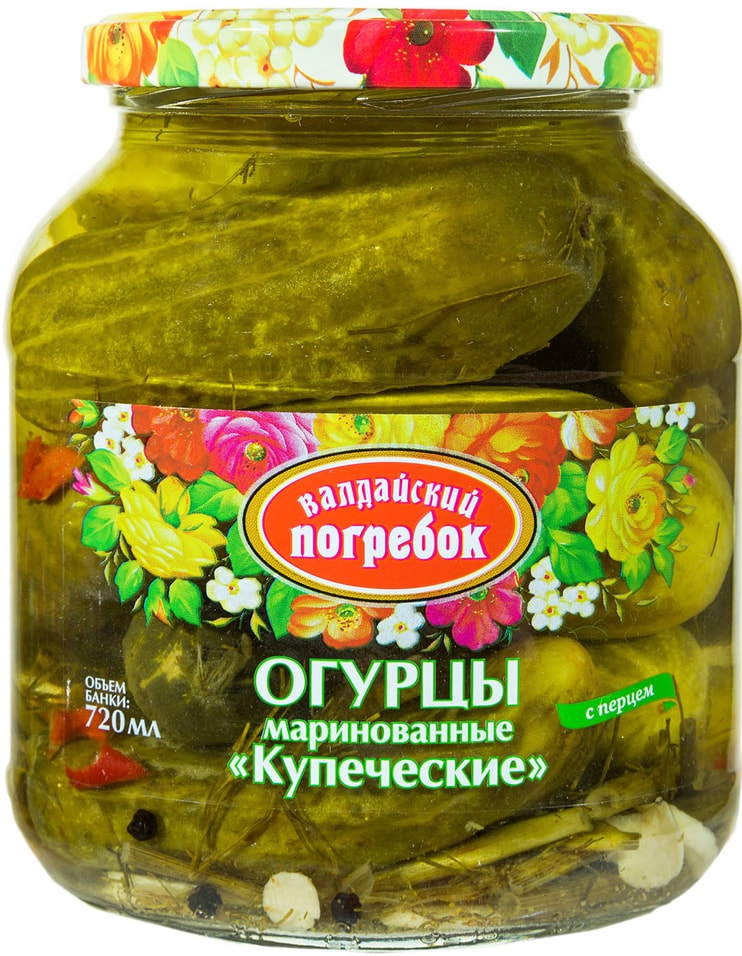 Огурцы Валдайский Погребок Купеческие маринованные с перцем 650г