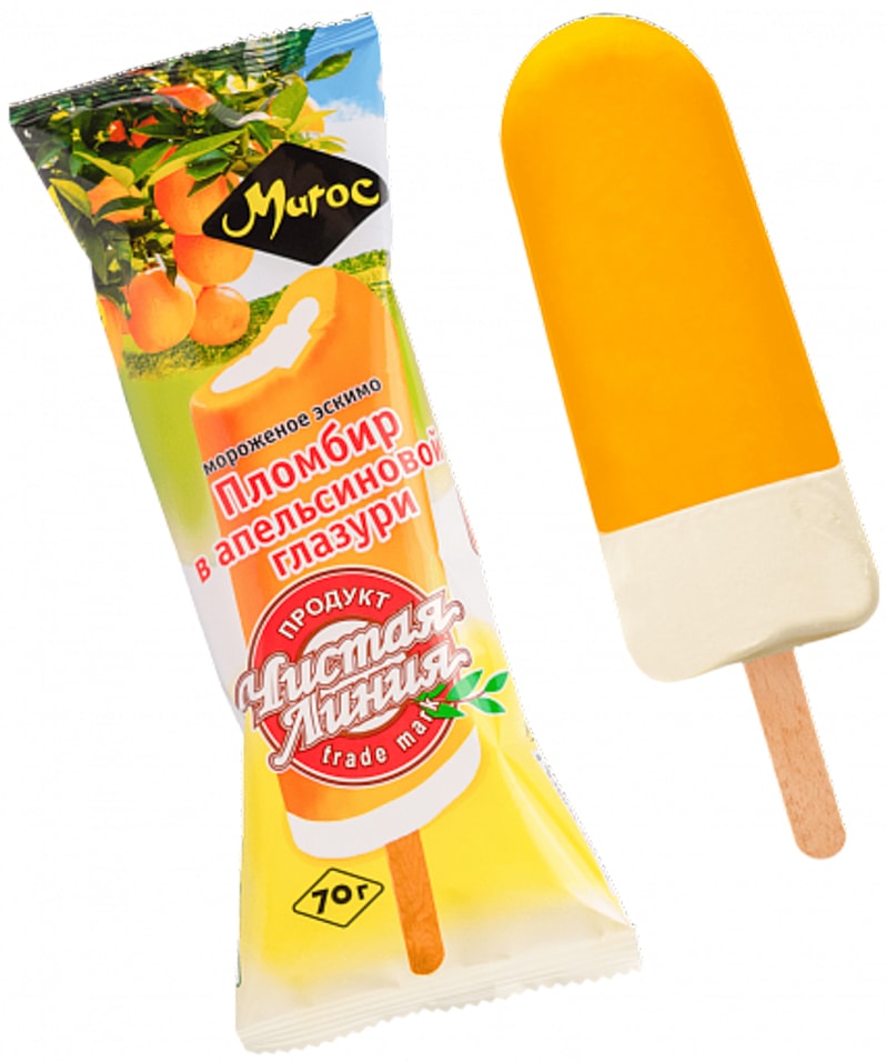 Мороженое Чистая Линия Эскимо Пломбир в апельсиновом соке 70г