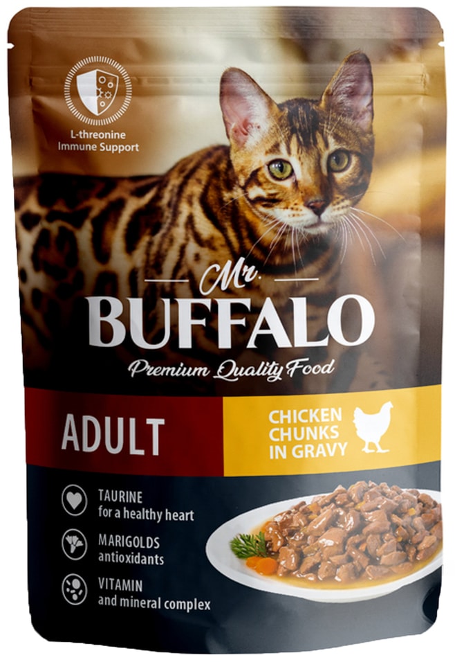 Влажный корм для кошек Mr.Buffalo Adult Цыпленок в соусе 85г