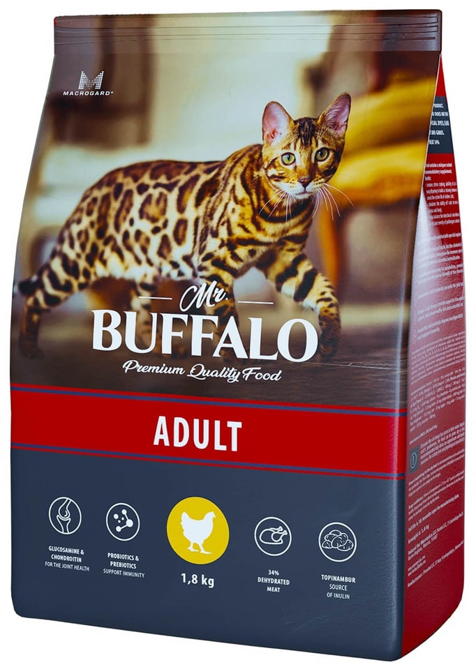 Сухой корм для кошек MrBuffalo Adult с курицей 18кг 1102₽