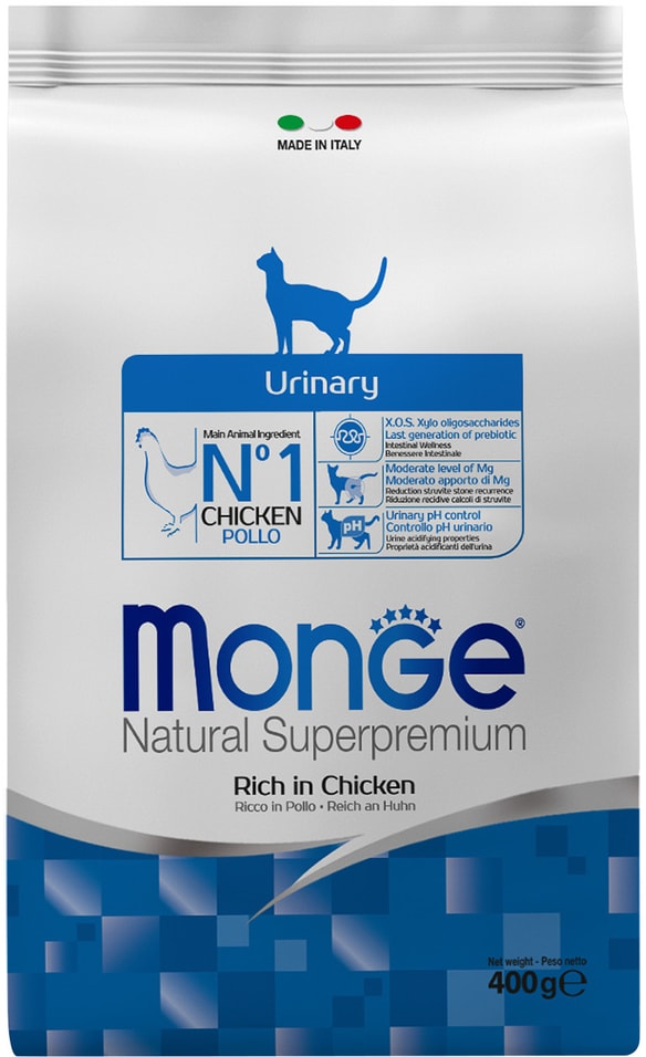 Сухой корм для кошек Monge Cat Urinary для профилактики МКБ с курицей 400г